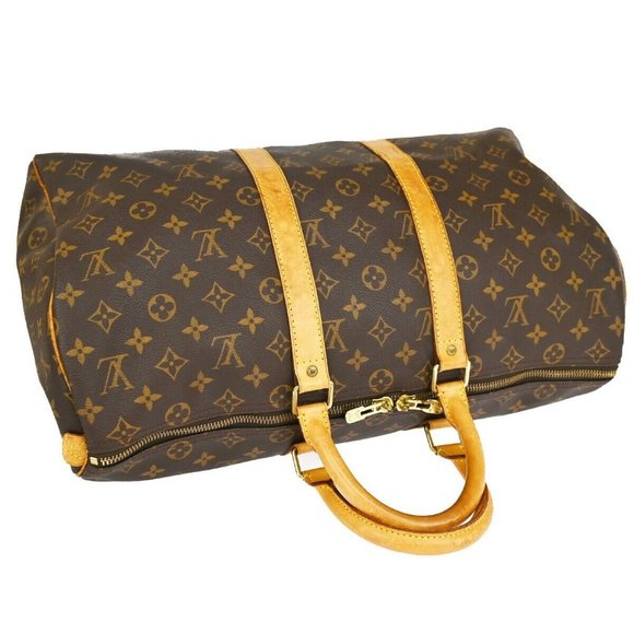 LOUIS VUITTON Keepall 45 Travel Hand Bag Monogram Leather Brown - Picture 6 of 16